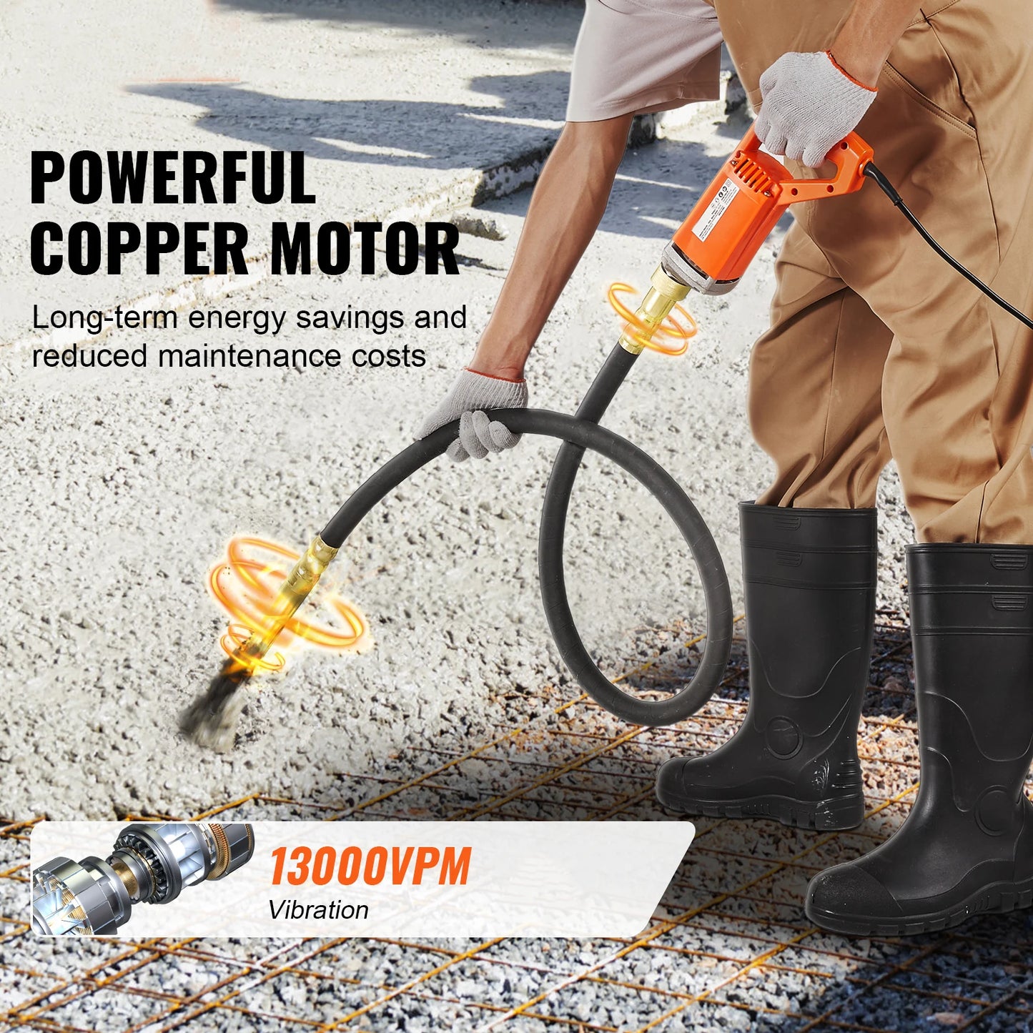 800W Concrete Vibrator 13000 VPM - Pencil Type