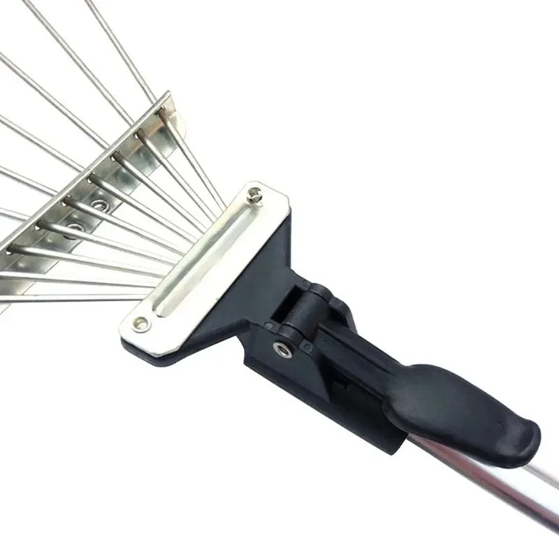 Small Garden Rake Quick Sweep Adjustable Aluminum Alloy Multi Toothed Comfortable To Grip Garden Leaf Rake for Lawn