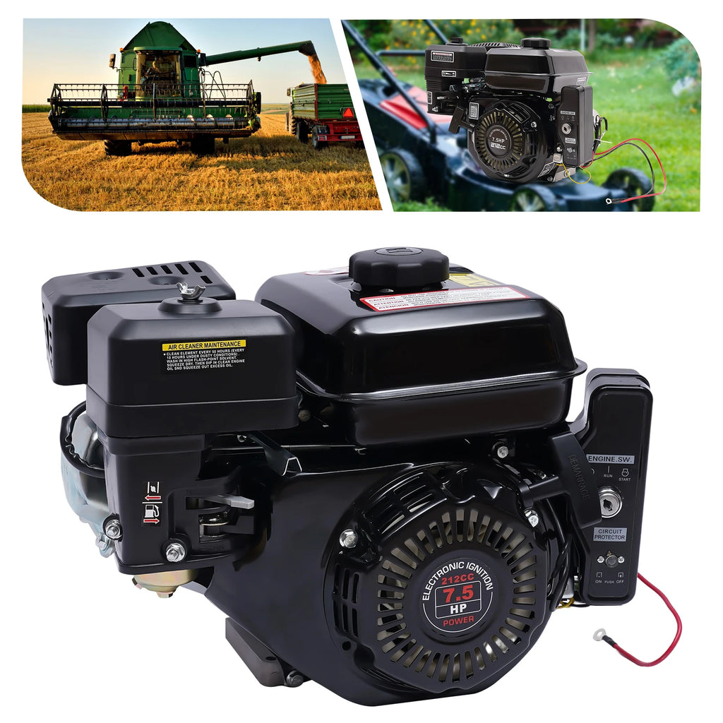 4 Strokes 212cc 7.5HP Gas Engine with Electric Start Upgrade Version For Go Kart Pressure Washers Log Splitters