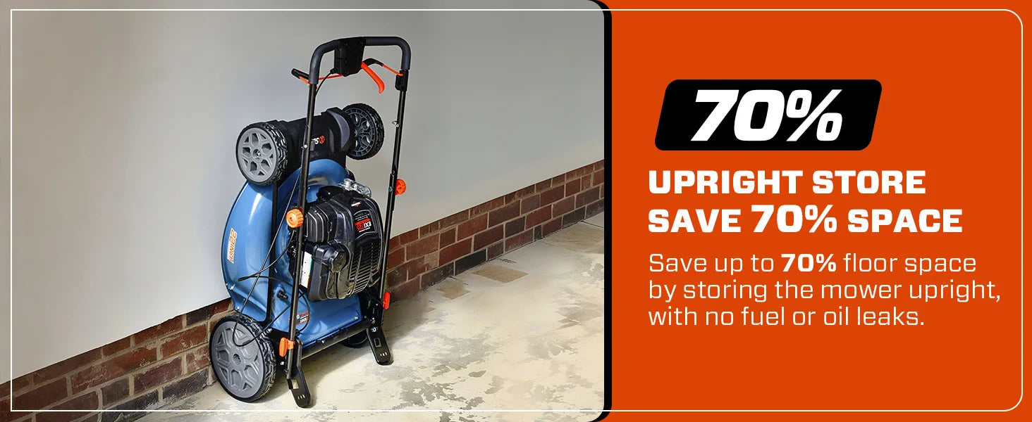 Self Propelled Lawn Mower Gas Powered 163cc 4-Cycle Engine Rear Wheel Drive Variable Speed 6 Height Adjustments