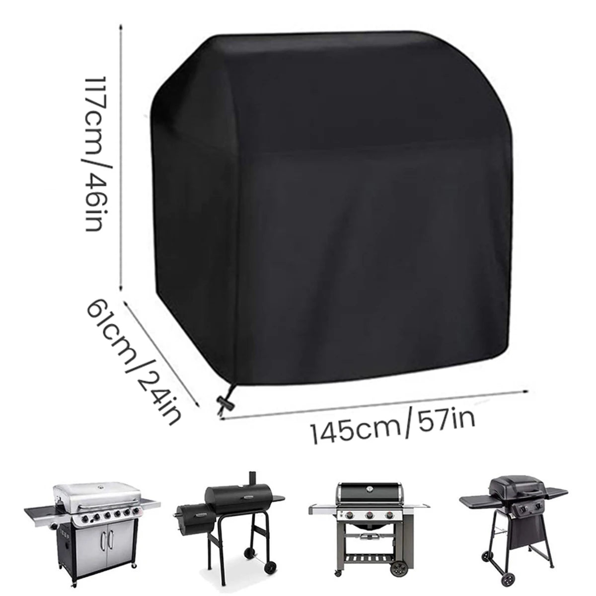 Grill Cover Round Rectangle Outdoor Waterproof Oxford Cloth Stove BBQ Protective Covers Heavy Duty Dustproof Garden Accessories