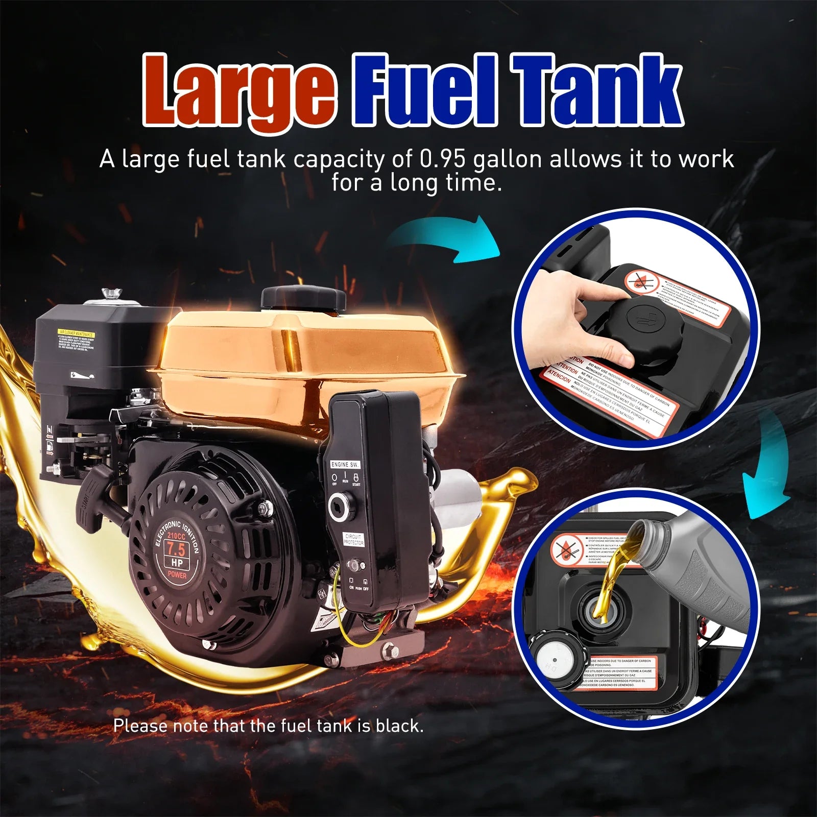 7.5HP 210cc 4-Stroke Petrol Engine With Electric Start Engine Single Cylinder for Compressor Scarifier Lawnmower Go Kart
