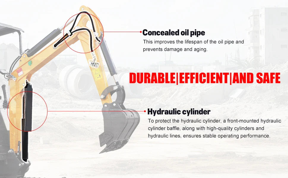 Mini Crawler Excavator 1.2 Ton EPA Engine Small Digger for Garden Farm Engineering Work, Multiple Auxiliary Tools Compatible.