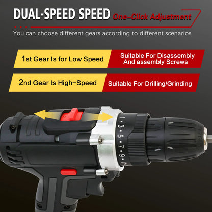 21V Cordless Drill Impact Driver with 2 Batteries