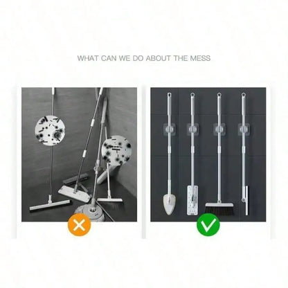 Clear Adhesive Mop & Broom Wall Clip - No Drill