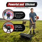 2.3HP 52CC Gas Power Walk Behind Sweeper, Hand-hold Snow Sweeper for Driveway Turf Artificial Grass