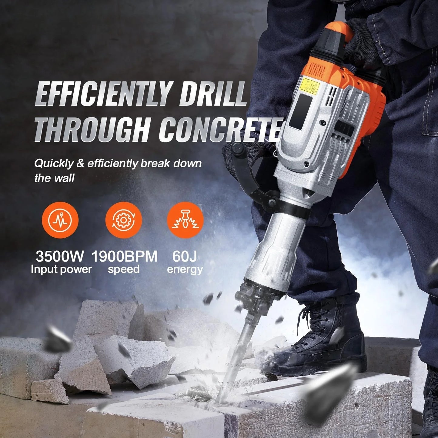 Heavy Duty Jack Hammer 1500W-3500W with 2-4 Chisels