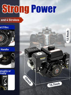 4 Strokes 212cc 7.5HP Gas Engine with Electric Start Upgrade Version For Go Kart Pressure Washers Log Splitters