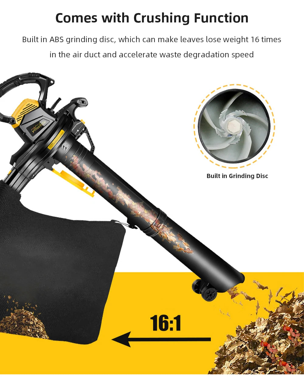 3800W High Power Yard Blower Leaf Sweeper Leaf Crusher Blower Outdoor Blower 230-240V Dusting Vacuum Machine