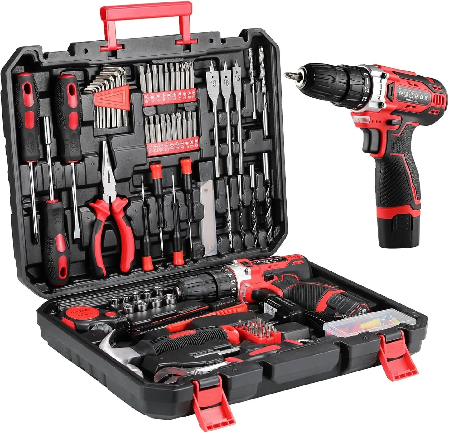 138-Piece Tool Set with 12V Cordless Drill & Tool Box