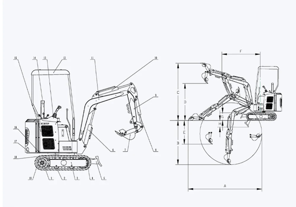Mini Excavators 1.5 ton Mini Hydraulic Agricultural Digger for Garden Farm 1500 kg with Crawler Door to Door