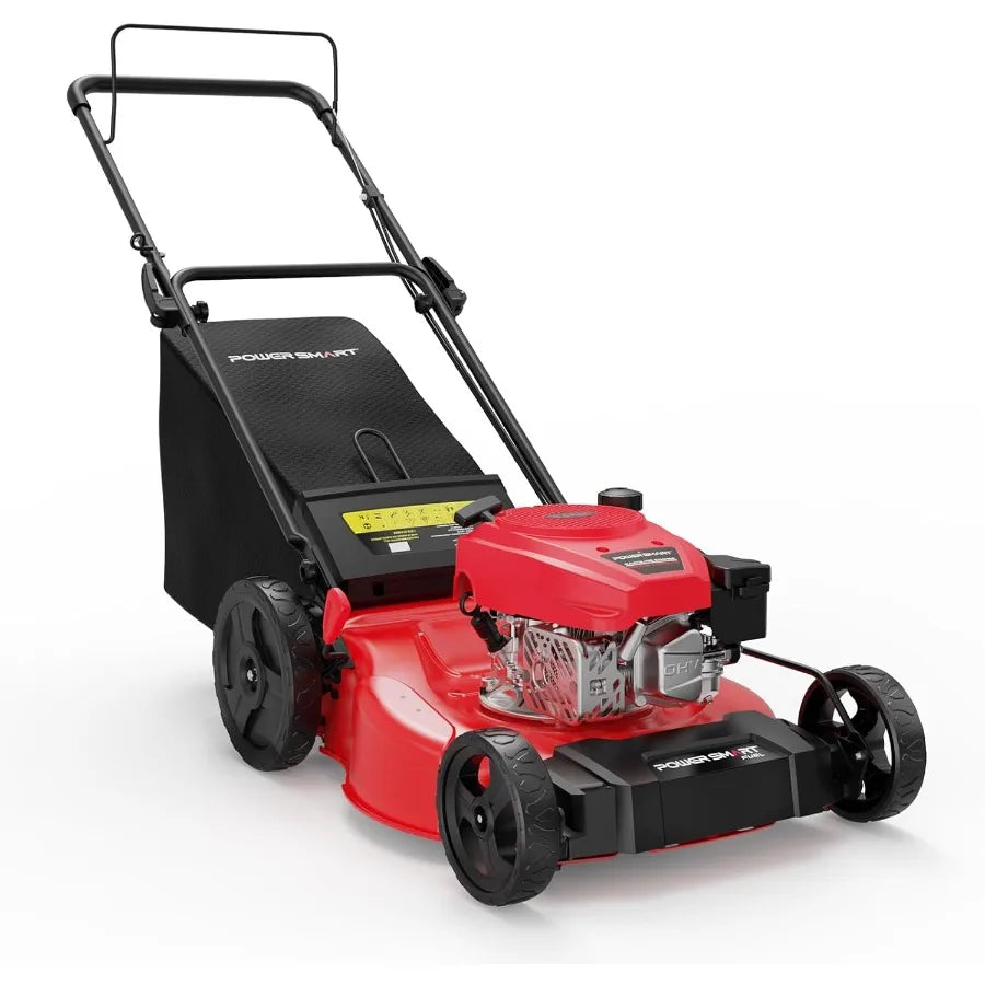 Gas Powered 21Inch 144cc Engine 2in1 WalkBehind Push Lawn Mower for Large Yard Maintenance Oil Included Ideal for Residential a
