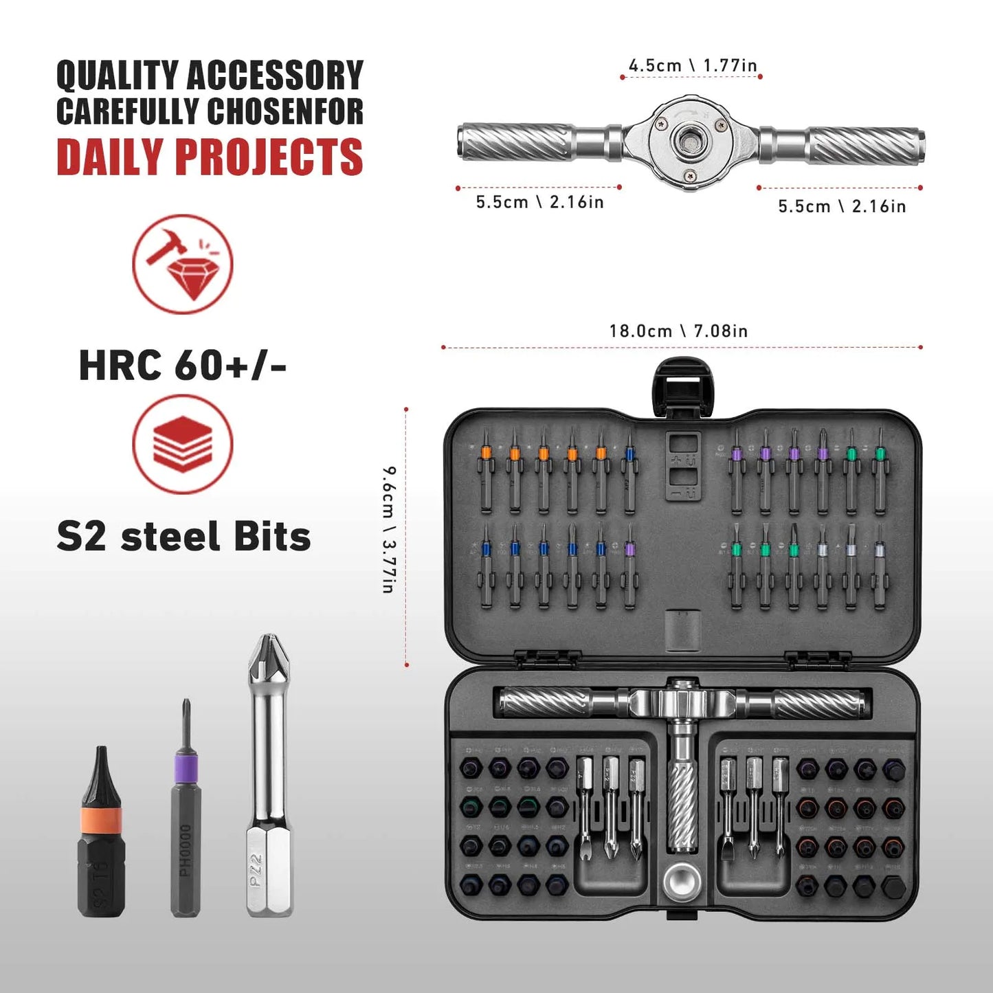 66-in-1 Ratchet Screwdriver Set with Magnetic Bits