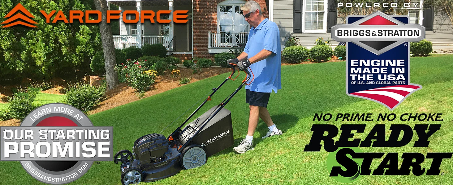 Self Propelled Lawn Mower Yard Force Briggs Stratton 150cc Engine 22-inch Deck 3-in-1 Mulch Bag Side Discharge 12-inch Wheels