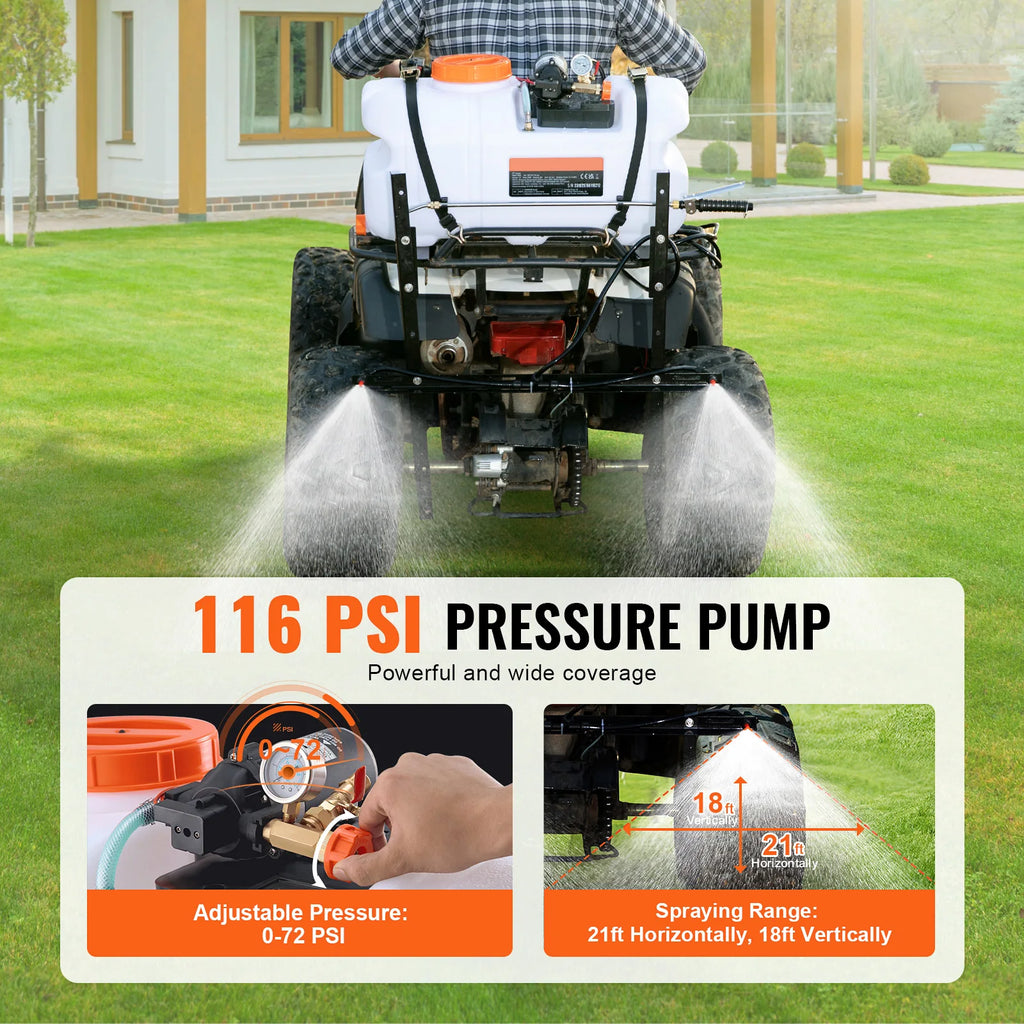 ATV Spot Sprayer 15.9 Gal/60 L ATV/UTV Broadcast Sprayer with Nozzle Boom 12 V Pump Weed Sprayer with Water Tank White