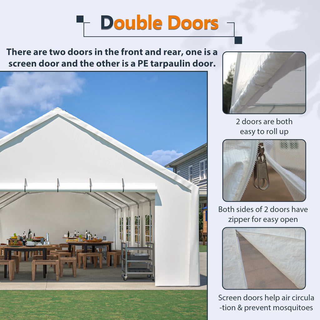 20x40FT Heavy Duty Party Tent, Large Commercial Canopy with Removable Sidewalls & 3 Carry Bags for Weddings, Events, and Outdoor