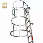 Outdoor Vertical Cage Ladders Steel Fiberglass FRP Material Angled Steel Cat Cage Step Ladder for Fire Escape Access