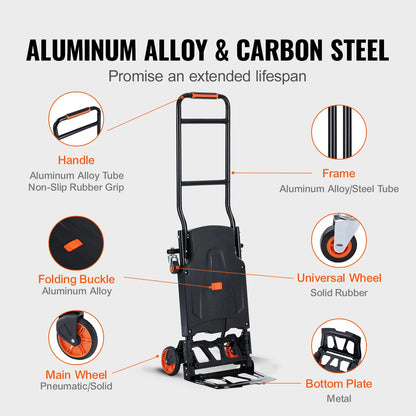 300 lbs Aluminum Folding Hand Truck - Lightweight Dolly