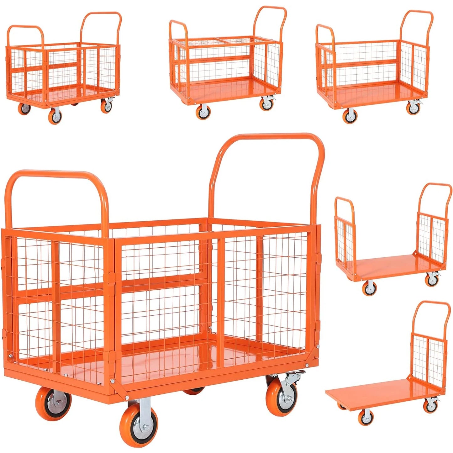 6-in-1 Platform Truck Cart with Cage 1800 lbs