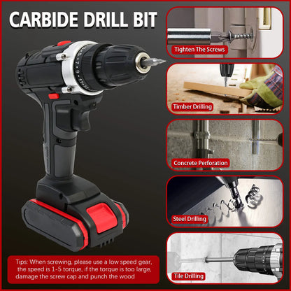 21V Cordless Drill Impact Driver with 2 Batteries