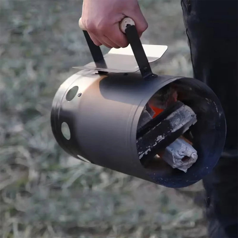 Camping Barbecue Can Charcoal Barrel Carbon Stove Charcoal Lighter Chimney Quick Fire Coal Starter Can Lighting Barrel