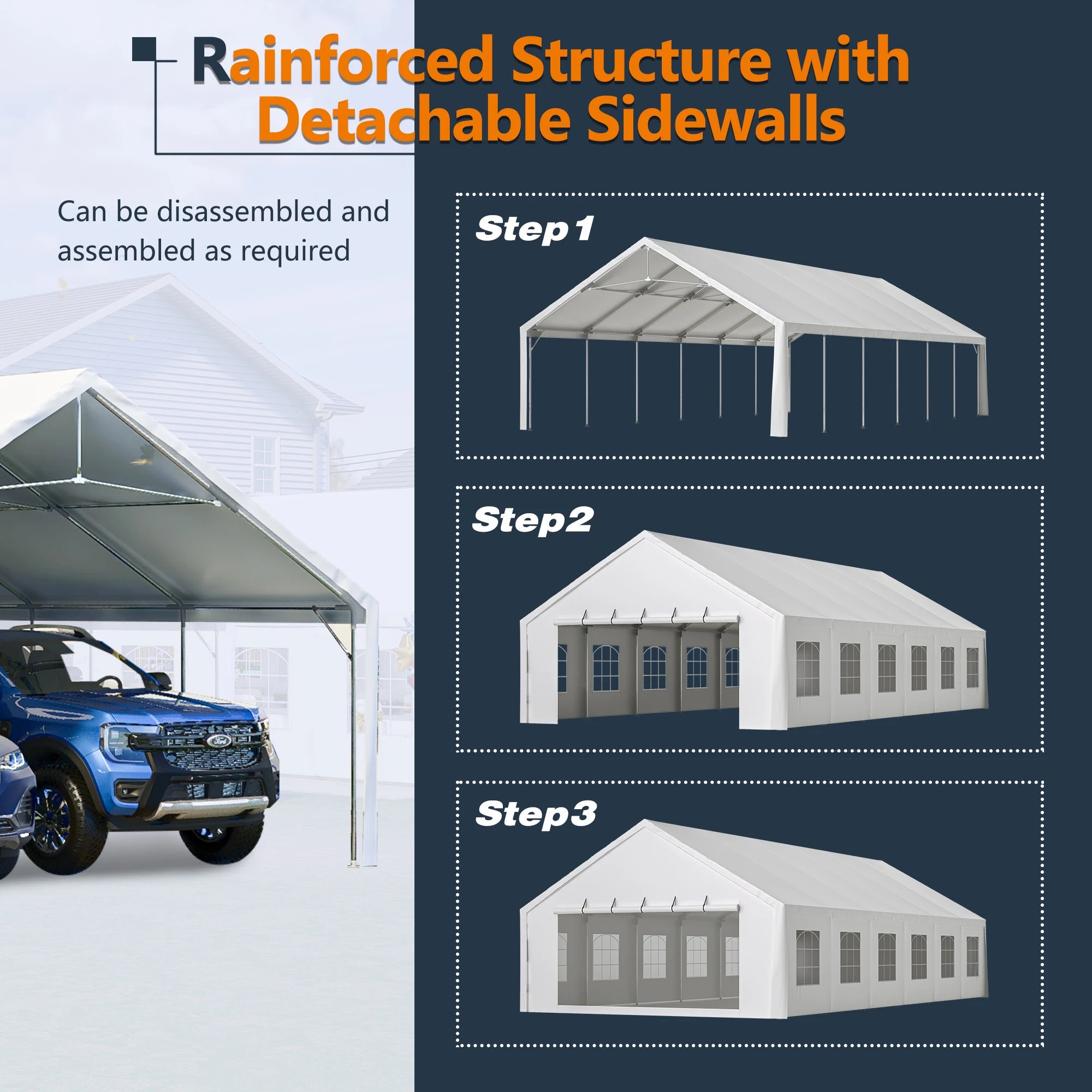 20x40FT Heavy Duty Party Tent, Large Commercial Canopy with Removable Sidewalls & 3 Carry Bags for Weddings, Events, and Outdoor