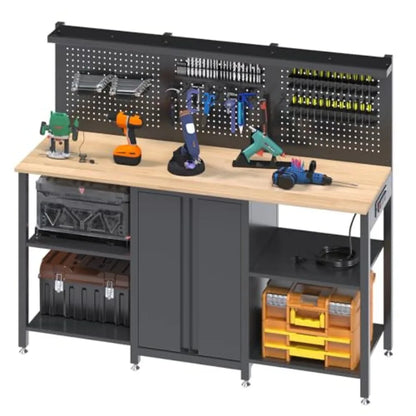 60" Workbench with Garage Cabinet Storage 2000 lbs