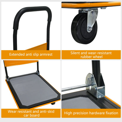 Foldable Flatbed Cart 660 lbs with Swivel Wheels