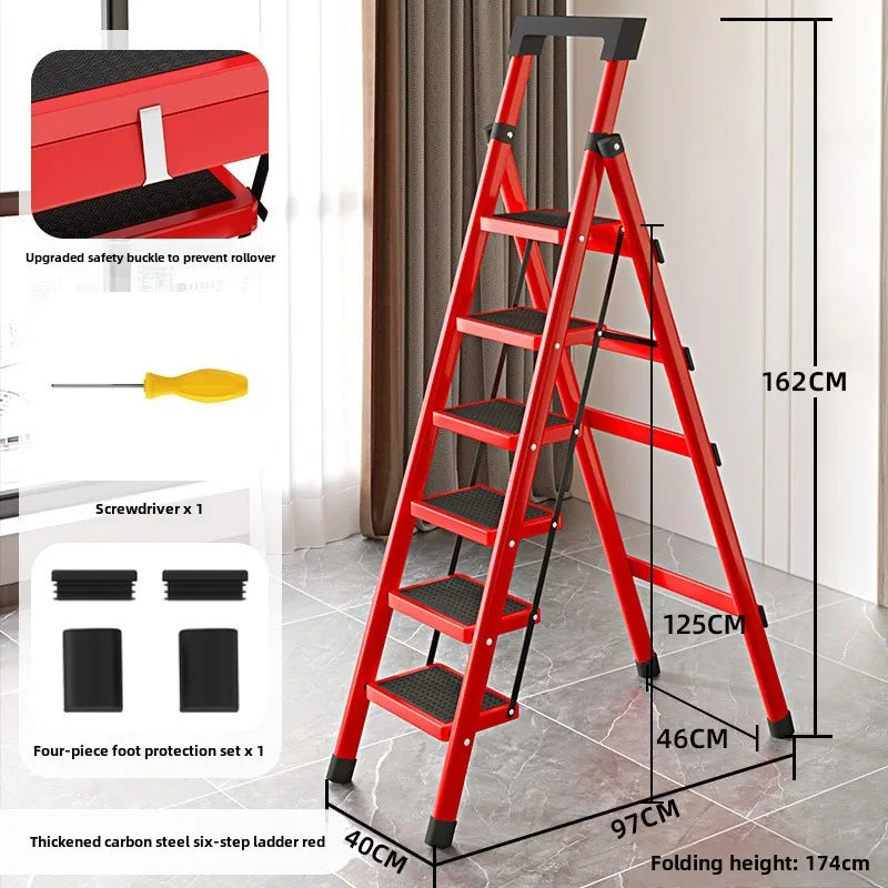 Home ladder stool folding zigzag ladder anti slip pedal ladder indoor and outdoor multifunctional portable ladder