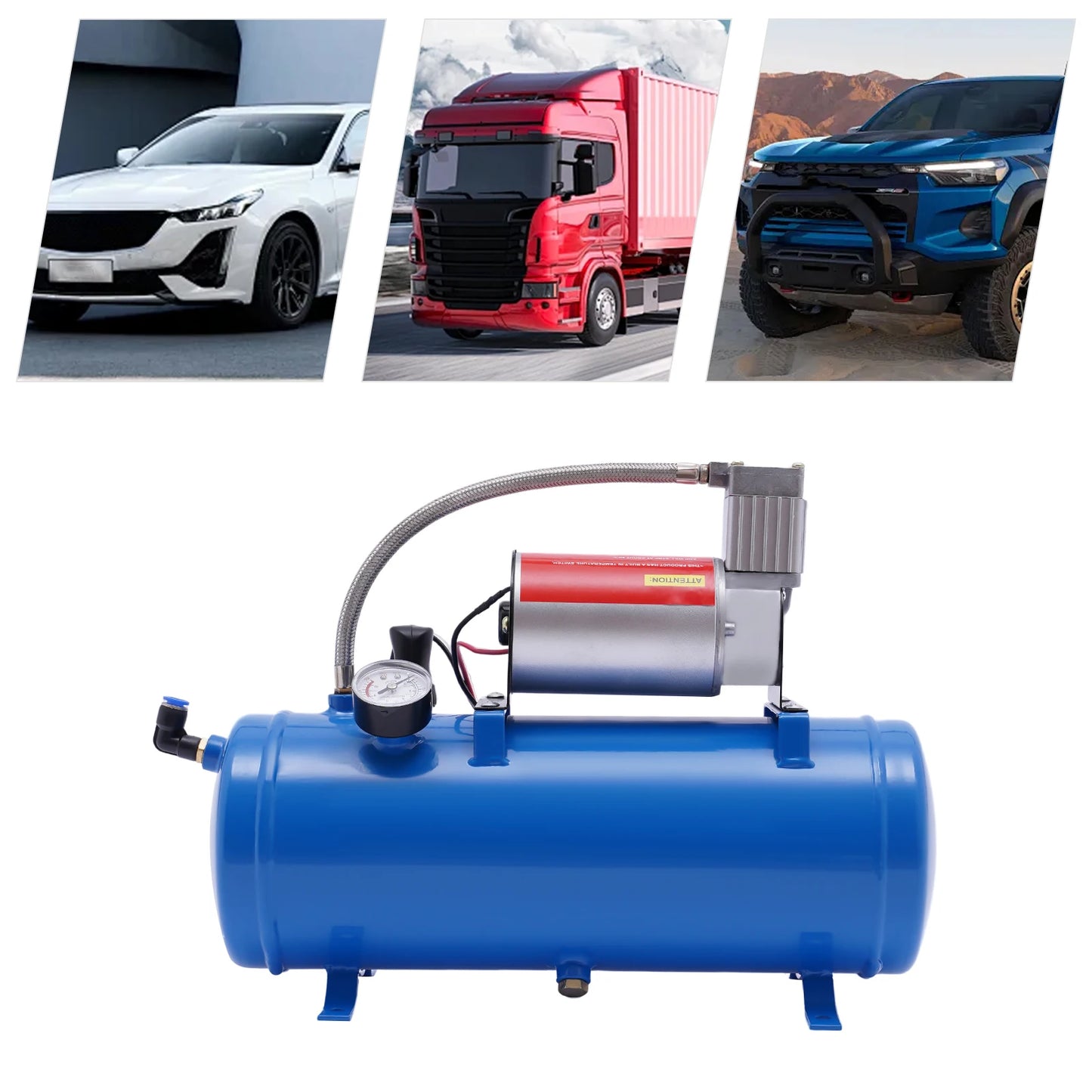 12V 150 PSI Train Horn Air Compressor Kit, 6L Tank