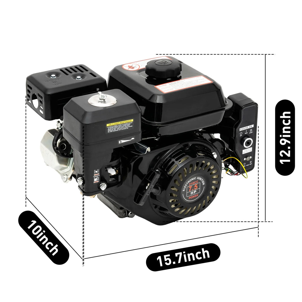 7.5HP 210cc 4-Stroke Petrol Engine With Electric Start Engine Single Cylinder for Compressor Scarifier Lawnmower Go Kart
