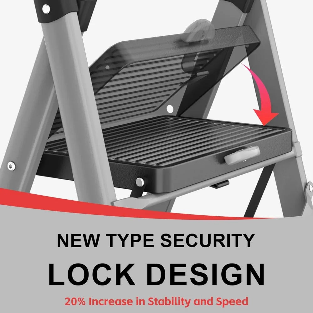 5-Step Folding Ladder 800 lbs with Handle - Anti-Slip