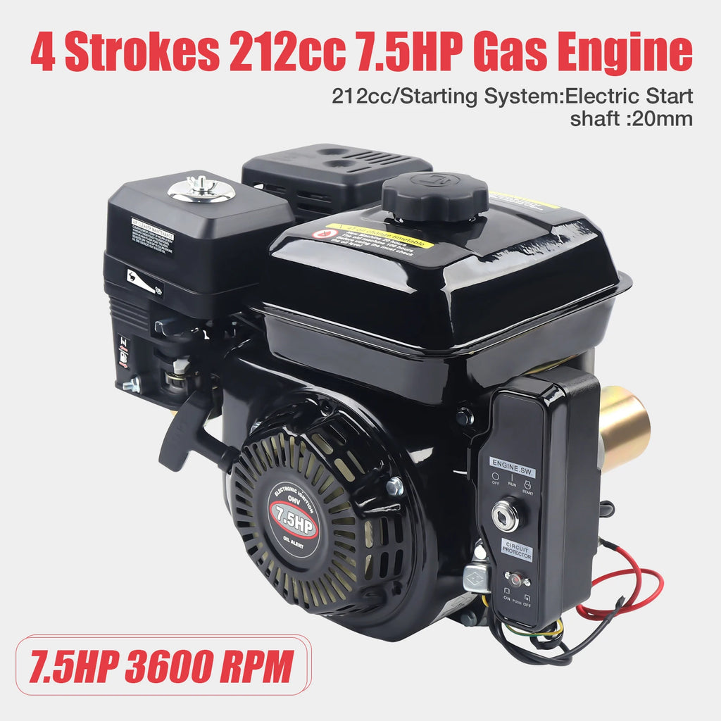 4 Strokes 212cc 7.5HP Gas Engine with Electric Start Upgrade Version For Go Kart Pressure Washers Log Splitters