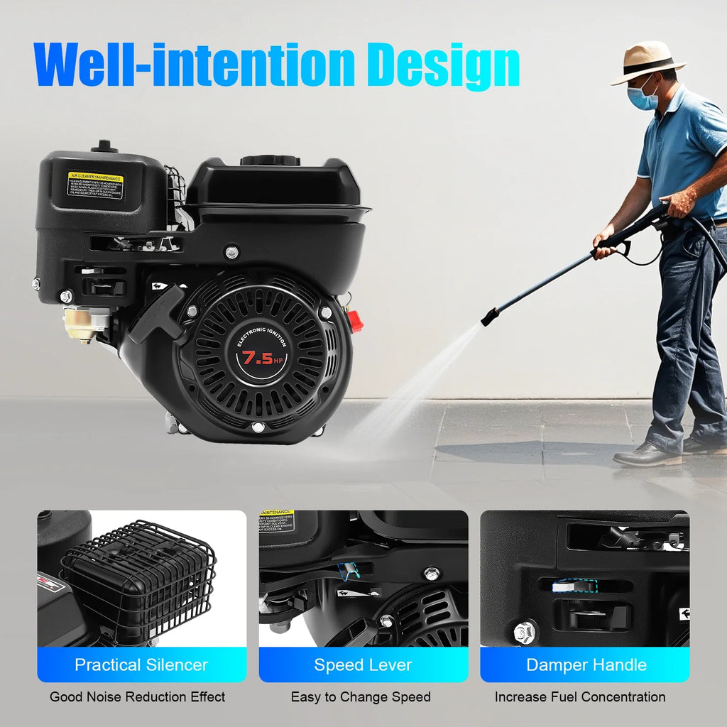 7.5hp 4-Stroke Gasoline Engine 212CC Standing Motor Single Cylinder 3600rpm Air Cooling Recoil Starting for Industrial/Kart