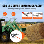 39" Hay Spear Bale Spears 1600lbs Loading Capacity Skid Steer Loader Tractor Bucket Attachment with 17.5" Stabilizer