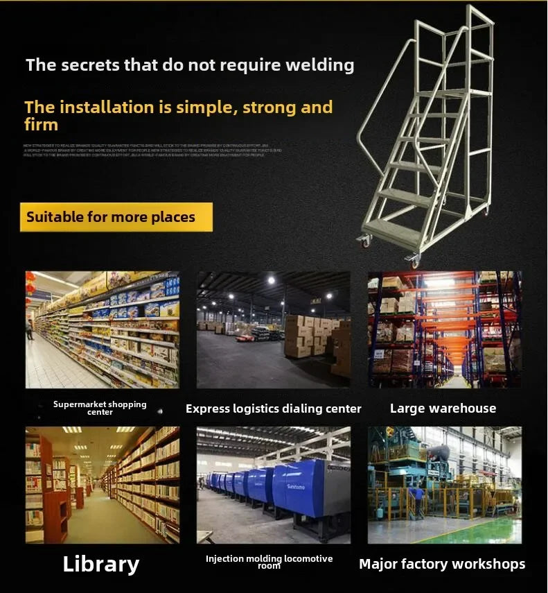 Stable Mobile Platform Step Ladder Supermarket Warehouse Pickup Wheel Ladder Step Climbing Car Home Furniture Climbing Ladder