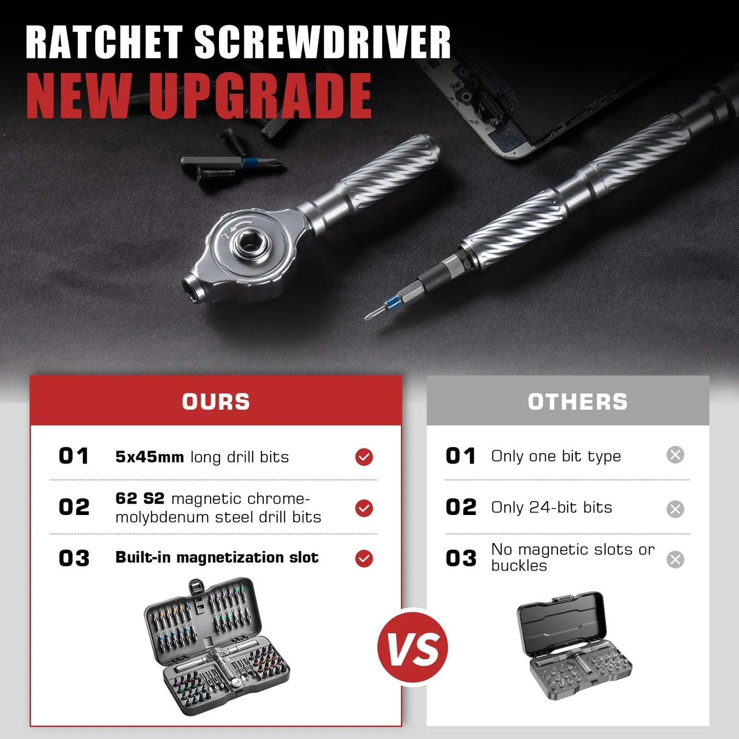 66-in-1 Ratchet Screwdriver Set with Magnetic Bits