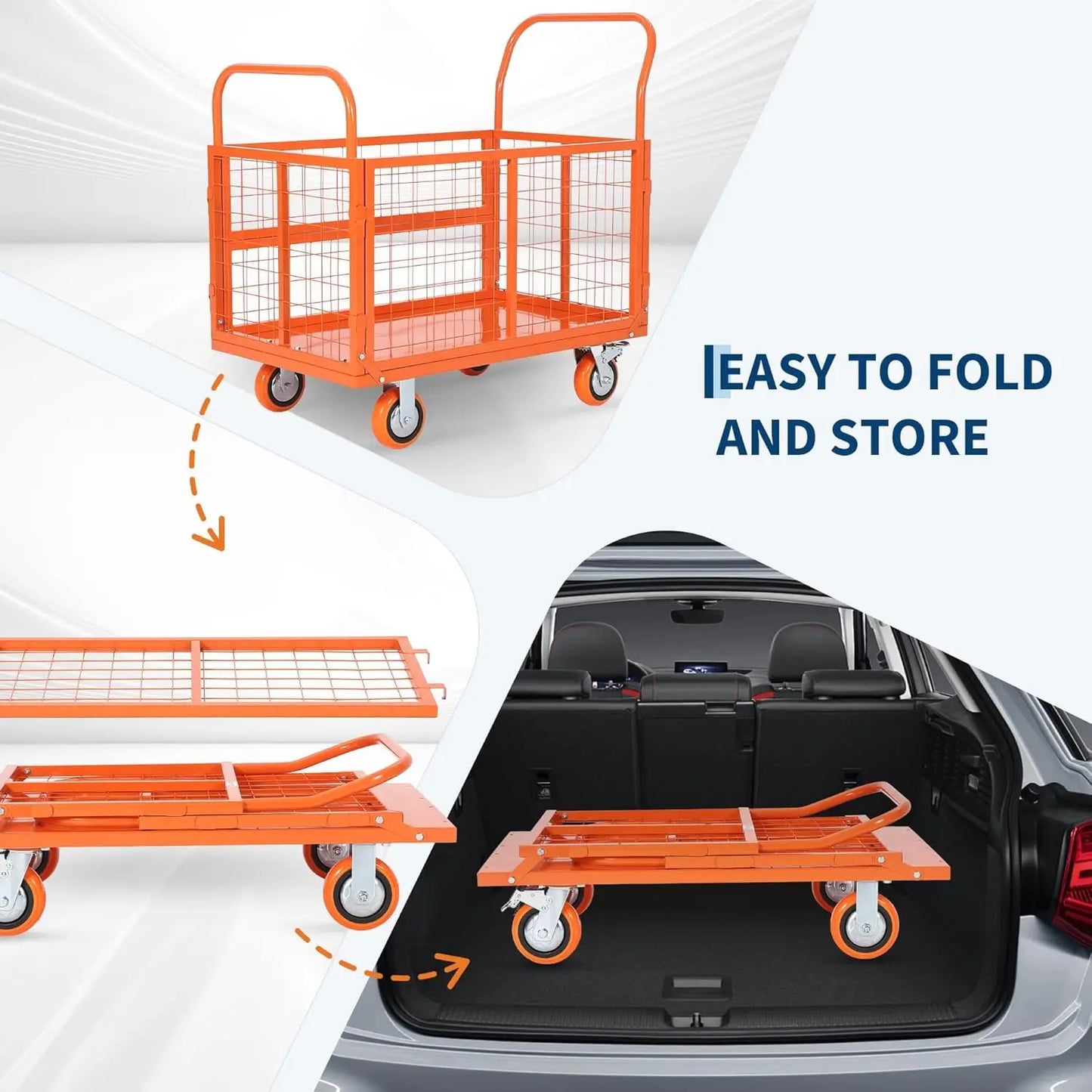 6-in-1 Platform Truck Cart with Cage 1800 lbs