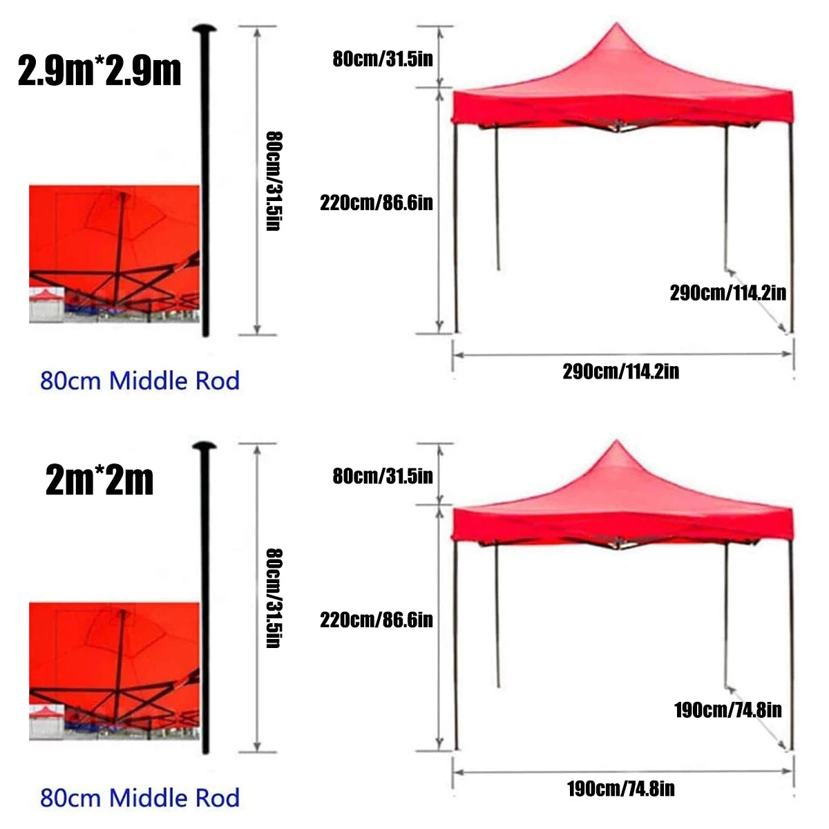 2.9*2.9M Canopy Top Cover Replacement Four-Corner Tent Cloth Foldable Rainproof Patio Pavilion Replace Gazebo Canopy Top Covers