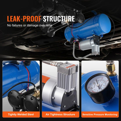 12V Train Horn Air Compressor with 3/6L Tank, 120 PSI