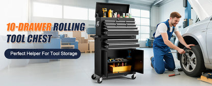 10-Drawer Rolling Tool Chest with Wheels