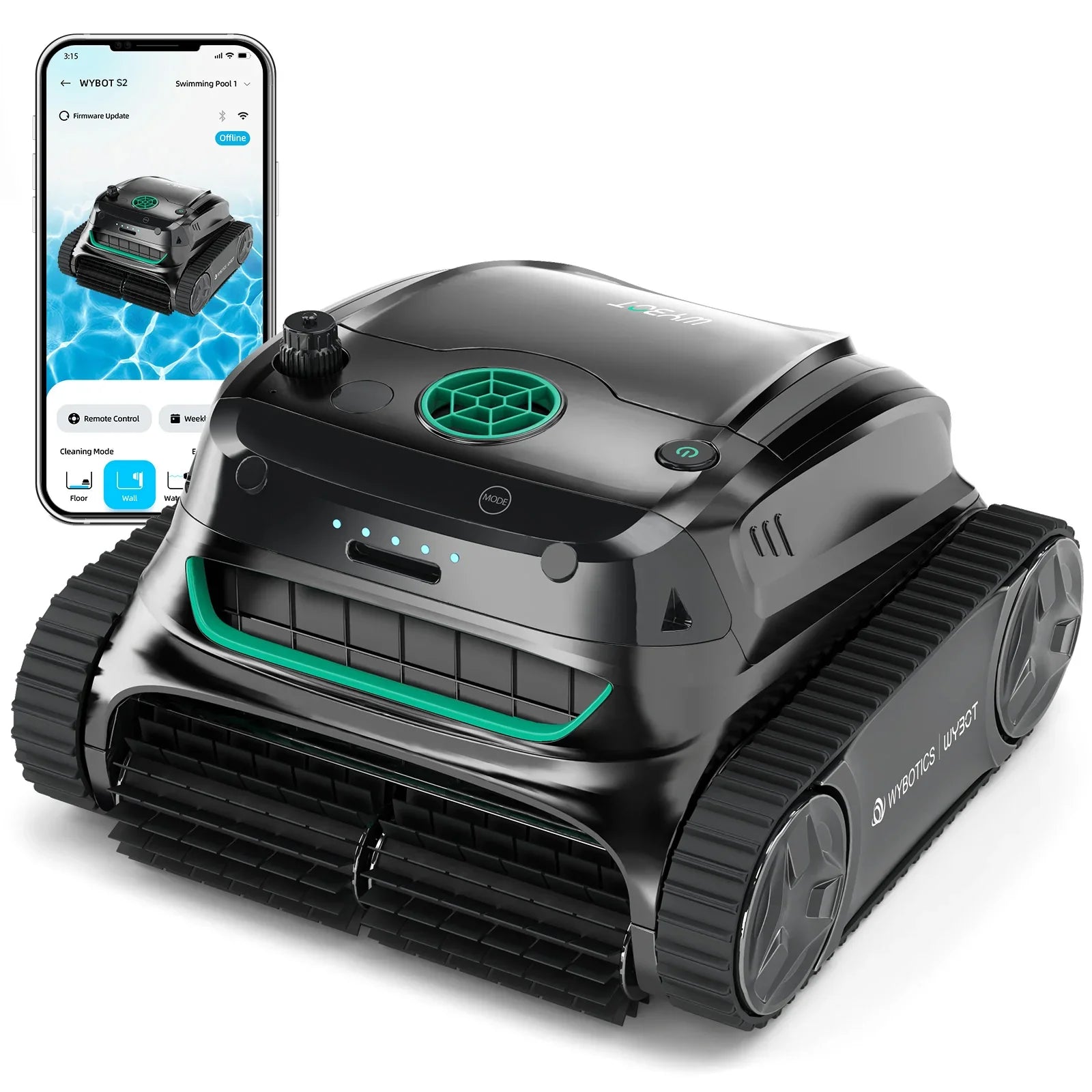 Cleaner Pool Robot Cordless WYBOT S2 for Large Swimming Pools Wall Climbing Function Pool Vacuum Cleaner APP Control
