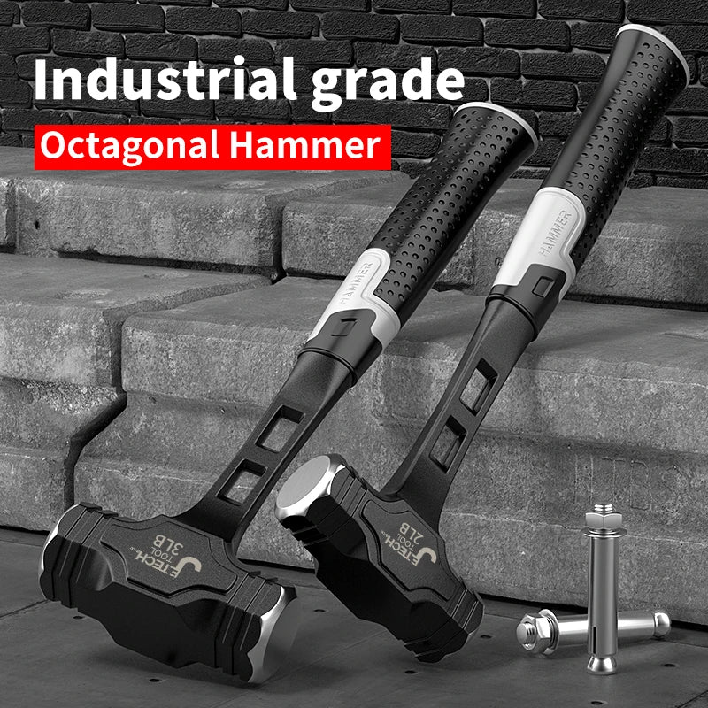 High Carbon Steel Octagonal Hammer Construction Site Professional Bush Hammer Anti-slip Handle Industrial Grade Hand Tools