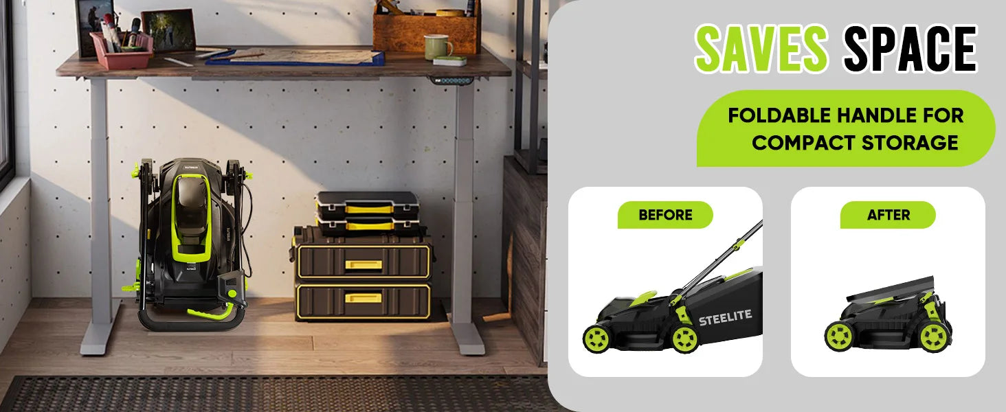 Deli 13" Electric Lawn Mower, 2-in-1 Lightweight Cordless Lawn Mower Brushless with 21V 4.0Ah Battery and Charger