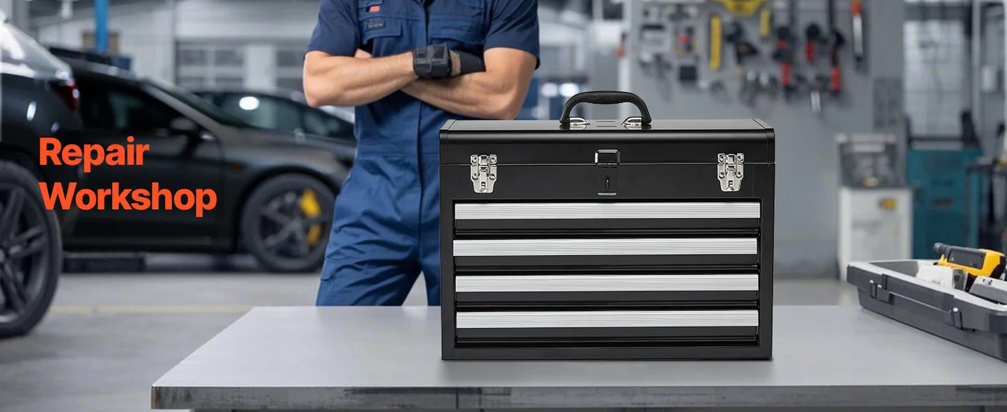 20.5" Metal Tool Box with 4 Locking Drawers