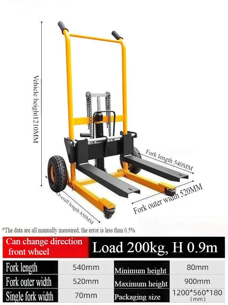 Folding mobile stacker manual forklift hydraulic transporter lifting platform truck loading and unloading household