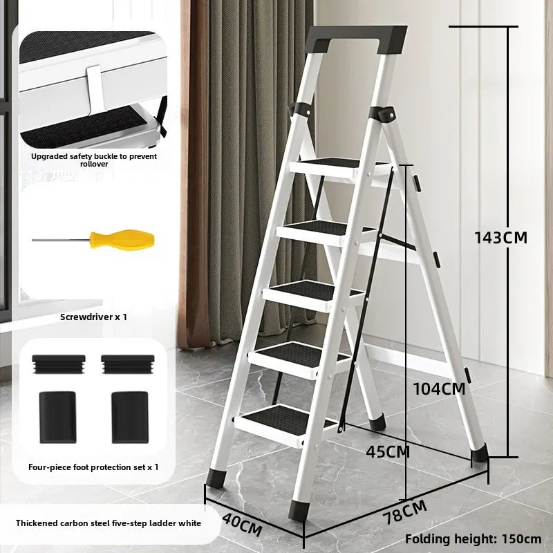 Home ladder stool folding zigzag ladder anti slip pedal ladder indoor and outdoor multifunctional portable ladder