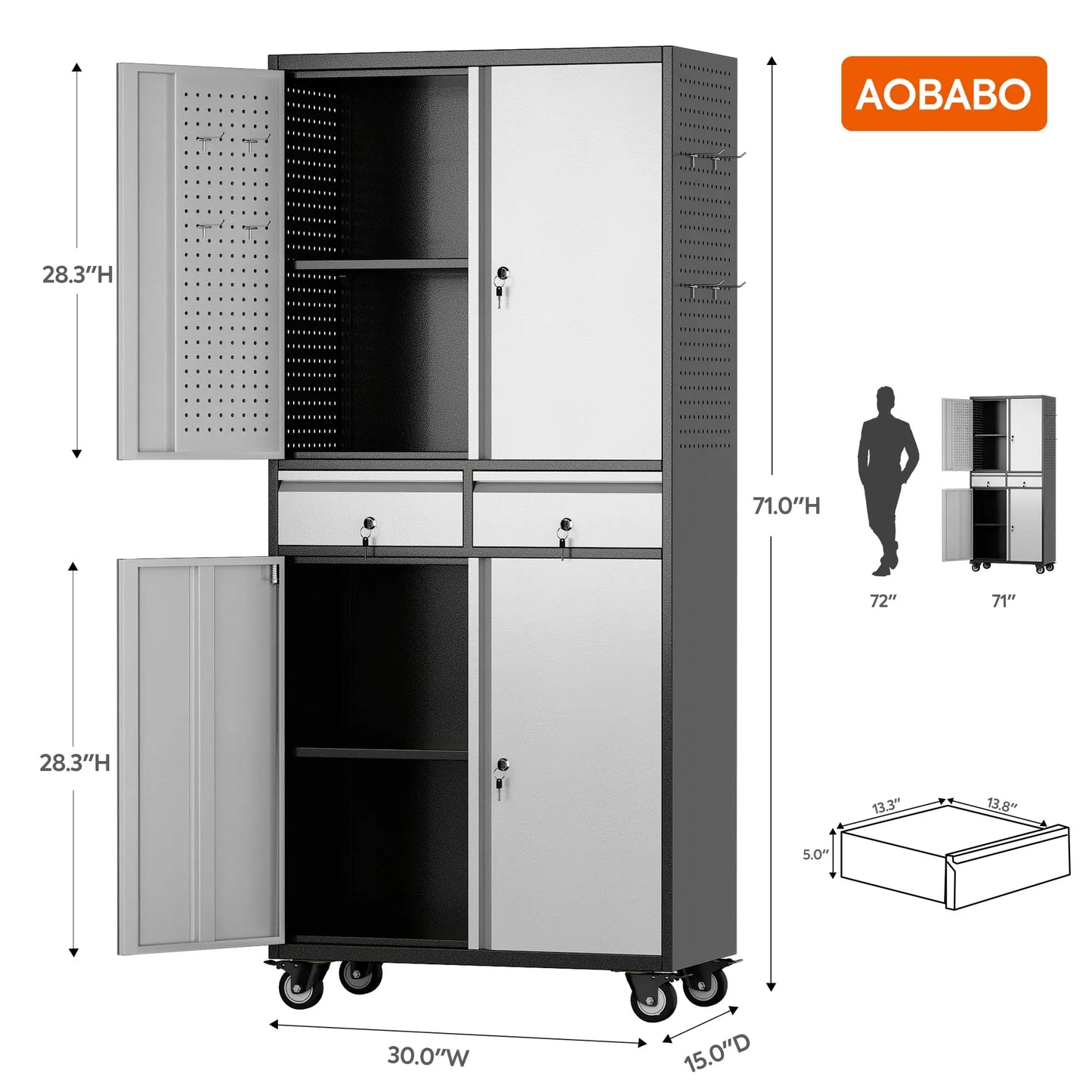 Metal Garage Storage Cabinet with Locking Shelves