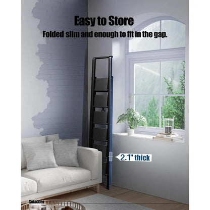 6-Step Folding Ladder for 12 ft Ceilings - Anti-Slip