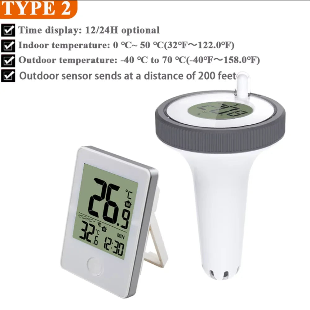 Wireless Pool Thermometer Floating Water Temperature Sensor With LCD Receiver For Swimming Pool Bathtub Aquarium Spa Fish Pond